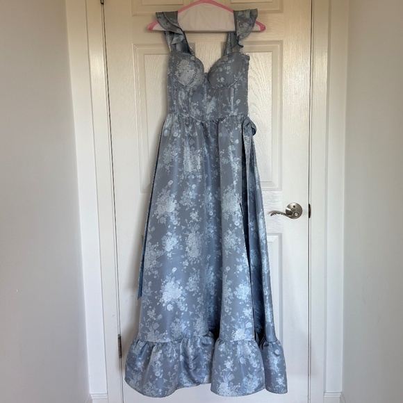 V. Chapman Veronica Corset Ruffle Side-Slit Dress - Picture 2 of 4